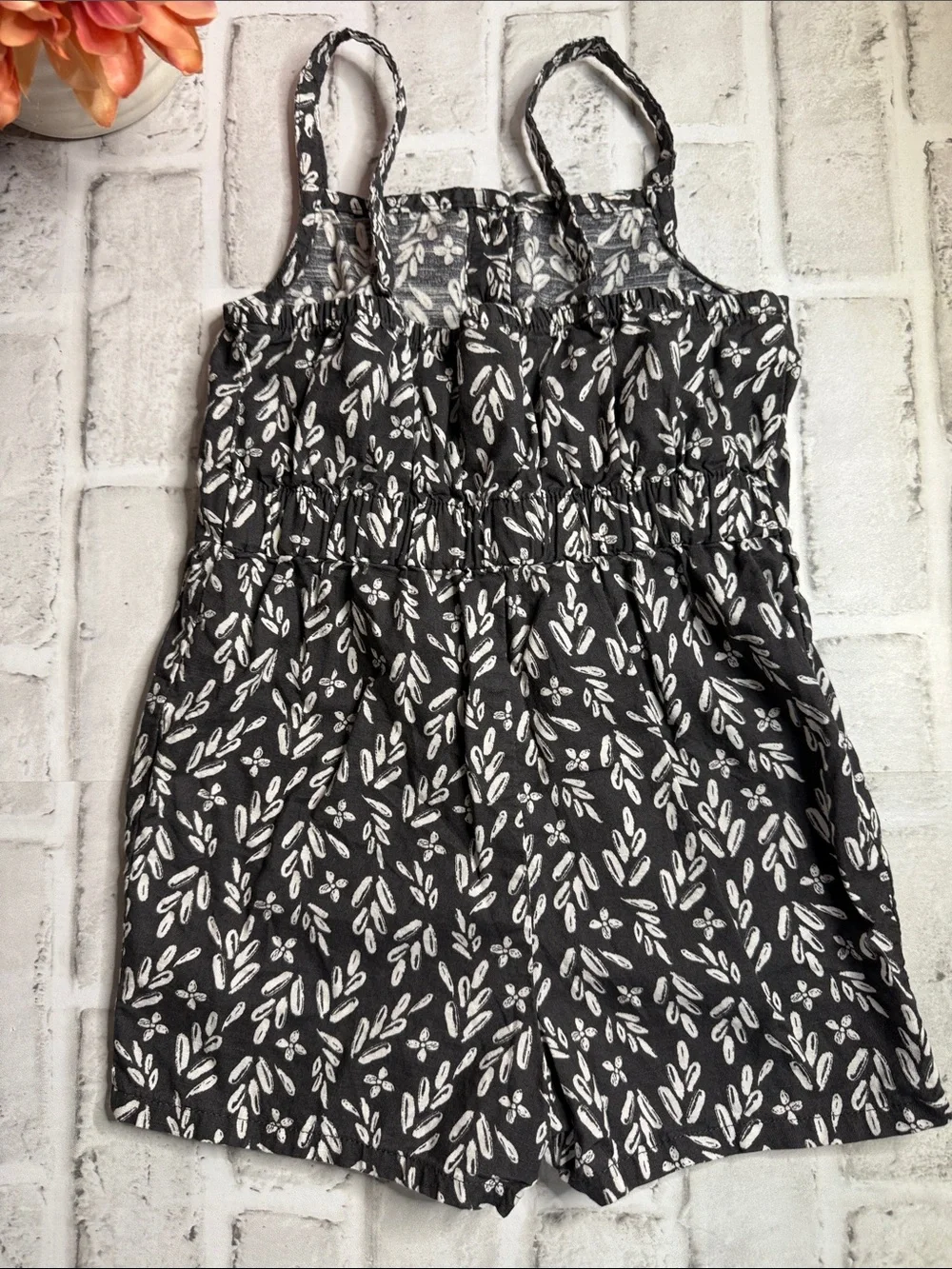 Carter's Black and White Leaf Print Girls Romper